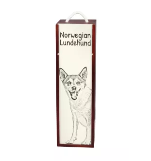 Norwegischer Lundehund, Norsk Lundehund - Weinbox mit Hund, Alkoholbox mit Grafik, personalisierte Geschenkbox der Marke Art-Dog