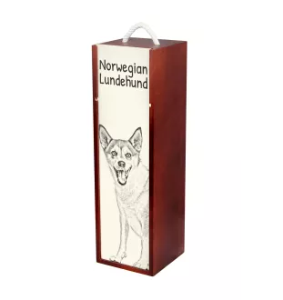 Norwegian Lundehund, Norsk Lundehund - wine box with a dog, alcohol box with graphics, personalized gift box from the Art-Dog brand