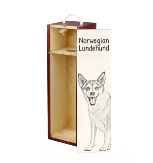 Norwegischer Lundehund, Norsk Lundehund - Weinbox mit Hund, Alkoholbox mit Grafik, personalisierte Geschenkbox der Marke Art-Dog