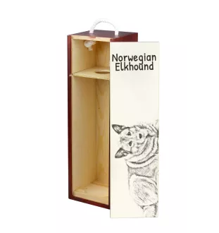 Norwegian Elkhound, Norsk elghund, Gray Norwegian Elkhound - wine box with a dog, alcohol box with graphics, personalized gift box from the Art-Dog brand