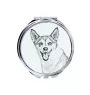 Norwegischer Lundehund, Norsk Lundehund - Taschenspiegel mit Hund, personalisierter Taschenspiegel, kompakter Spiegel mit Art-Dog-Logo