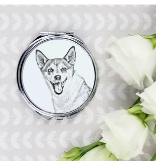 Norwegian Lundehund, Norsk Lundehund - Pocket mirror with a dog, personalized mirror for a purse, compact mirror with Art-Dog brand print.