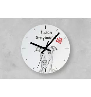 Norwegian Elkhound, Norsk elghund, Gray Norwegian Elkhound - wall clock with a dog, shelf clock with a print, personalized home decoration from the Art-Dog brand