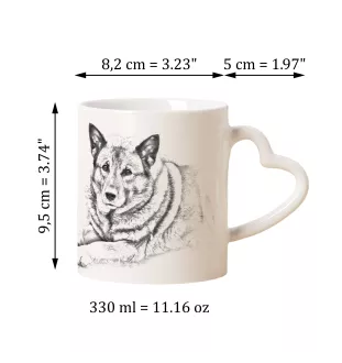Norwegischer Elchhund, Grahund, Norwegian Elkhound - Tasse mit Hund, entzückende Tasse mit herzförmigem Henkel, universelles Geschenk der Marke Art-Dog