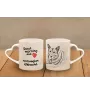 Norwegian Elkhound, Norsk elghund, Gray Norwegian Elkhound - cup with a dog, adorable cup with a heart-shaped handle, universal gift from the Art-Dog brand