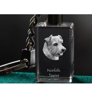 Norfolk Terrier - Crystal key ring with dog photo, illuminated key ring, unique gift by Art-Dog brand