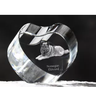 Chien d'élan norvégien - une photo de chien dans un cristal, un cœur en cristal, un cadre photo exceptionnel de la marque Art-Dog