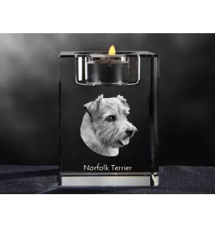 Norfolk Terrier - Kerzenhalter mit Hundefoto, Teelichthalter aus Kristall, personalisiertes Geschenk der Marke Art-Dog