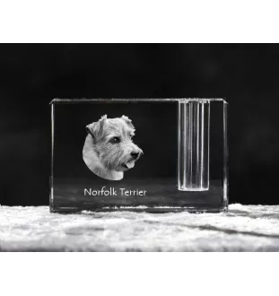 Norfolk Terrier - Pen stand, crystal organiser with dog photo, unique desk decoration by Art-Dog brand