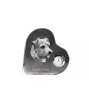 Norfolk Terrier - horloge en cristal avec une photo de chien, horloge de table en forme de cœur, horloge debout personnalisée de la marque Art-Dog