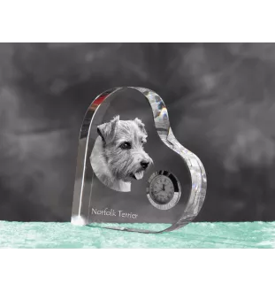 Norfolk Terrier - Kristalluhr mit einem Hundebild, Herzregal-Uhr, personalisierte Standuhr der Marke Art-Dog