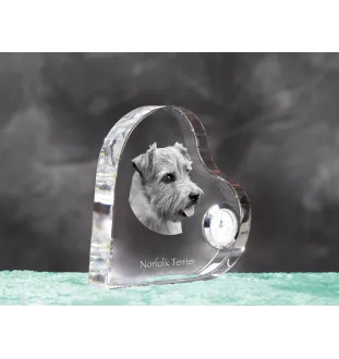 Norfolk Terrier - Kristalluhr mit einem Hundebild, Herzregal-Uhr, personalisierte Standuhr der Marke Art-Dog