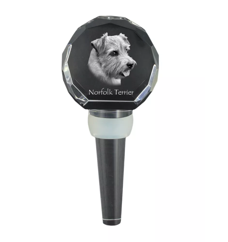 Norfolk Terrier - Crystal bottle stopper, unique wine stopper with photo, personalised gift for sommelier by Art-Dog brand