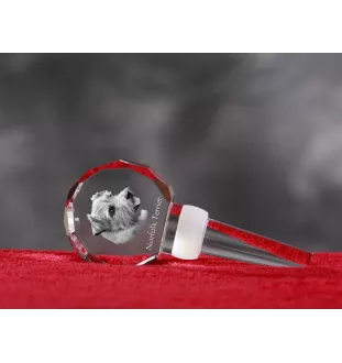 Norfolk Terrier - Crystal bottle stopper, unique wine stopper with photo, personalised gift for sommelier by Art-Dog brand