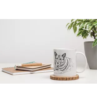 Norwegian Elkhound, Norsk elghund, Gray Norwegian Elkhound - cup with a dog, cup with a photo, personalized gift from the Art-Dog brand