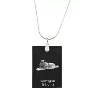Norwegian Elkhound, Norsk elghund, Gray Norwegian Elkhound - Crystal pendant with dog, silver necklace with photo, personalised pendant by Art-Dog brand
