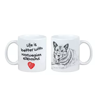 Norwegischer Elchhund, Grahund, Norwegian Elkhound - Tasse mit Hund, Tasse mit Bild, personalisiertes Geschenk der Marke Art-Dog