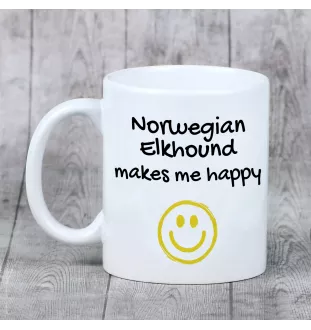 Norwegischer Elchhund, Grahund, Norwegian Elkhound - Tasse mit Hund, fröhliche Tasse für Hundeliebhaber, personalisiertes Geschenk der Marke Art-Dog