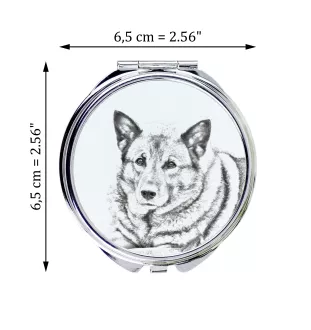 Norwegian Elkhound, Norsk elghund, Gray Norwegian Elkhound - Pocket mirror with a dog, personalized mirror for a purse, compact mirror with Art-Dog brand print.