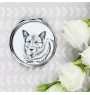 Norwegischer Elchhund, Grahund, Norwegian Elkhound - Taschenspiegel mit Hund, personalisierter Taschenspiegel, kompakter Spiegel mit Art-Dog-Logo