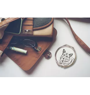Norwegischer Elchhund, Grahund, Norwegian Elkhound - Taschenspiegel mit Hund, personalisierter Taschenspiegel, kompakter Spiegel mit Art-Dog-Logo