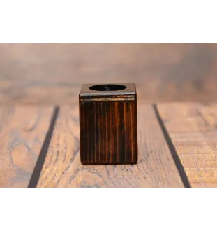 Norfolk Terrier - wooden candle holder with a dog, a unique souvenir after losing a dog, a handicraft from the Art-Dog brand