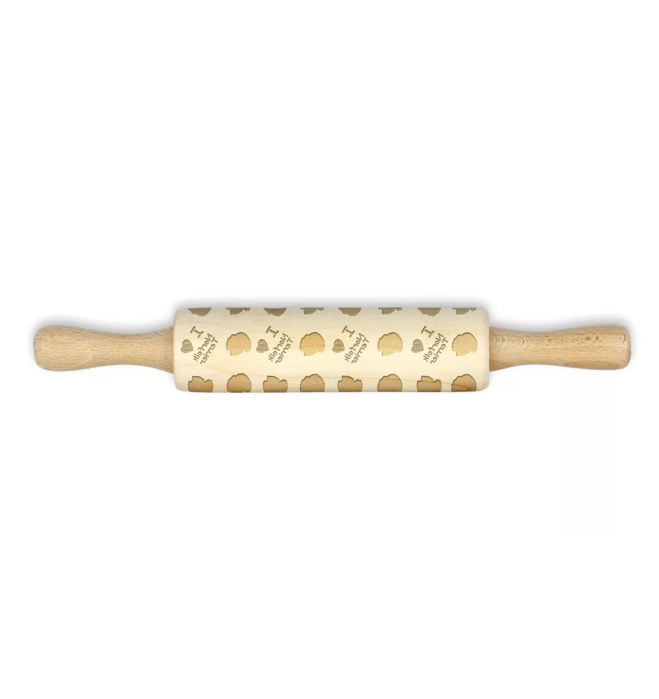 Norfolk Terrier - small rolling pin with a dog pattern, a rolling pin for children's dough, decorating ceramic clay by Art-Dog brand
