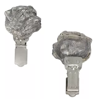 Norfolk Terrier - Brosche mit Clip, Startnummernhalter, versilberte Anstecknadel für Hundeausstellungen der Marke Art-Dog