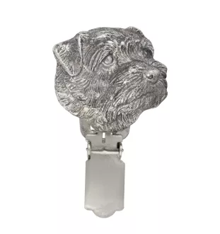 Norfolk Terrier - brooch with a clip, holder for a start number, silver-plated dog show pin from the Art-Dog brand