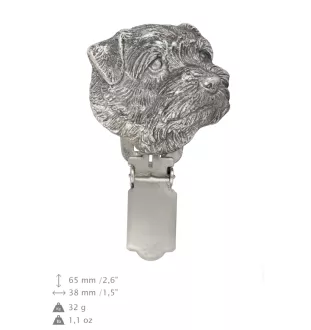 Norfolk Terrier - Brosche mit Clip, Startnummernhalter, versilberte Anstecknadel für Hundeausstellungen der Marke Art-Dog