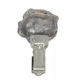 Norfolk Terrier - brooch with a clip, holder for a start number, silver-plated dog show pin from the Art-Dog brand