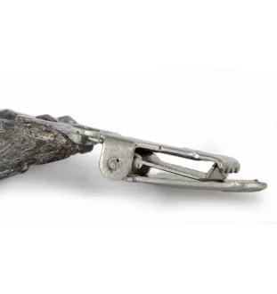 Norfolk Terrier - brooch with a clip, holder for a start number, silver-plated dog show pin from the Art-Dog brand