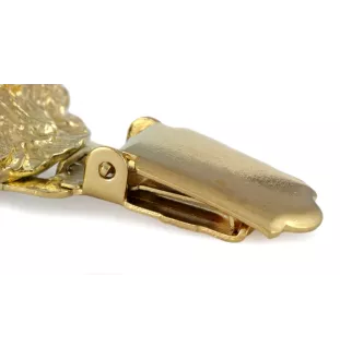 Norfolk Terrier - brooch with a clip, gold-plated holder for a race number, elegant dog show pin from Art-Dog brand