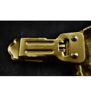 Norfolk Terrier - brooch with a clip, gold-plated holder for a race number, elegant dog show pin from Art-Dog brand