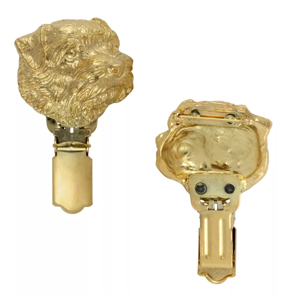 Norfolk Terrier - Brosche mit Clip, vergoldeter Startnummernhalter, Geschenk für Hundeausstellung der Marke Art-Dog