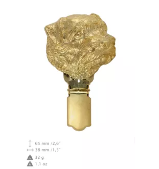 Norfolk Terrier - Brosche mit Clip, vergoldeter Startnummernhalter, Geschenk für Hundeausstellung der Marke Art-Dog