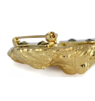 Norfolk Terrier - brooch with a clip, gold-plated holder for a start number, a gift for a dog show by Art-Dog brand.