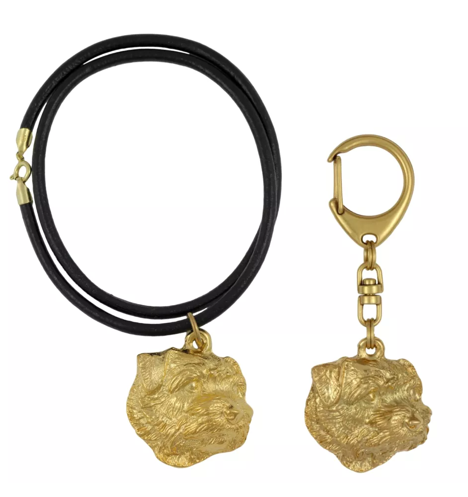 Norfolk Terrier - keychain and necklace with a dog in a box, high-quality gold-plated product, Art-Dog brand