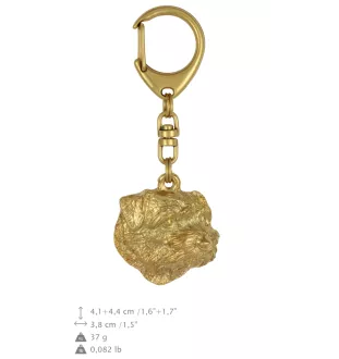 Norfolk Terrier - porte-clés et collier avec chien dans une boîte, produit plaqué or de haute qualité, marque Art-Dog