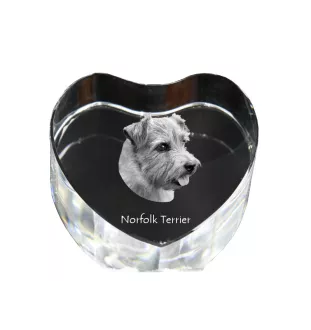 Norfolk Terrier - a photo of a dog in crystal, crystal heart, unique photo frame from the Art-Dog brand
