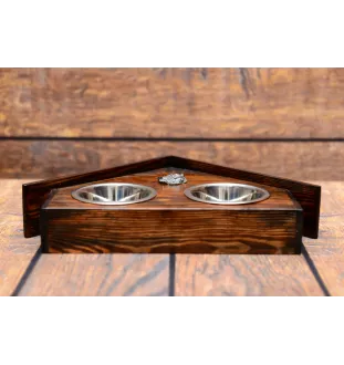 Norfolk Terrier - support en bois avec des bols pour chien, bols pour chien décoratifs, cadeau pour l'adoption d'un chien de la marque Art-Dog