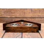 Norfolk Terrier - wooden stand with bowls for a dog, decorative dog bowls, a gift for adopting a dog from the Art-Dog brand