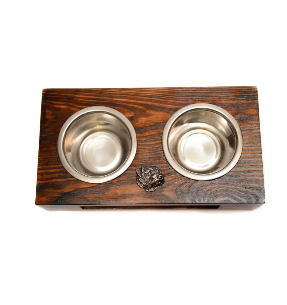Norfolk Terrier - Holzständer mit Näpfen für Hunde, Edelstahlnäpfe, Geschenk zur Adoption eines Hundes von der Marke Art-Dog