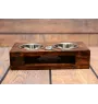 Norfolk Terrier - wooden stand with bowls for a dog, steel dog bowls, a gift for adopting a dog from the Art-Dog brand