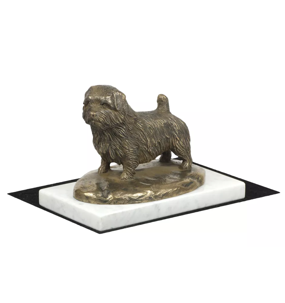 Norfolk Terrier - dog figurine, statue on white marble, trophy for Art-Dog dog show exhibition