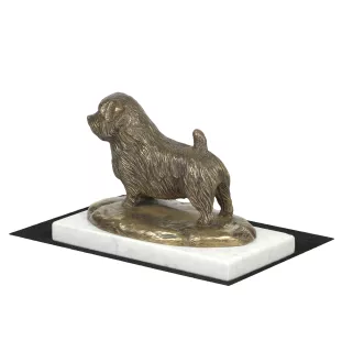 Norfolk Terrier - Hundestatue, Figur auf weißem Marmor, Trophäe für die Art-Dog-Hundeaustellung