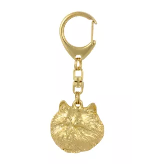 Norwich Terrier - Gilded key ring with dog in gift box, handbag decoration, luxury accessory by Art-Dog brand