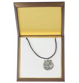 Norwich Terrier - Dog necklace in gift box, silver-plated locket for dog fan, striking pendant by Art-Dog brand