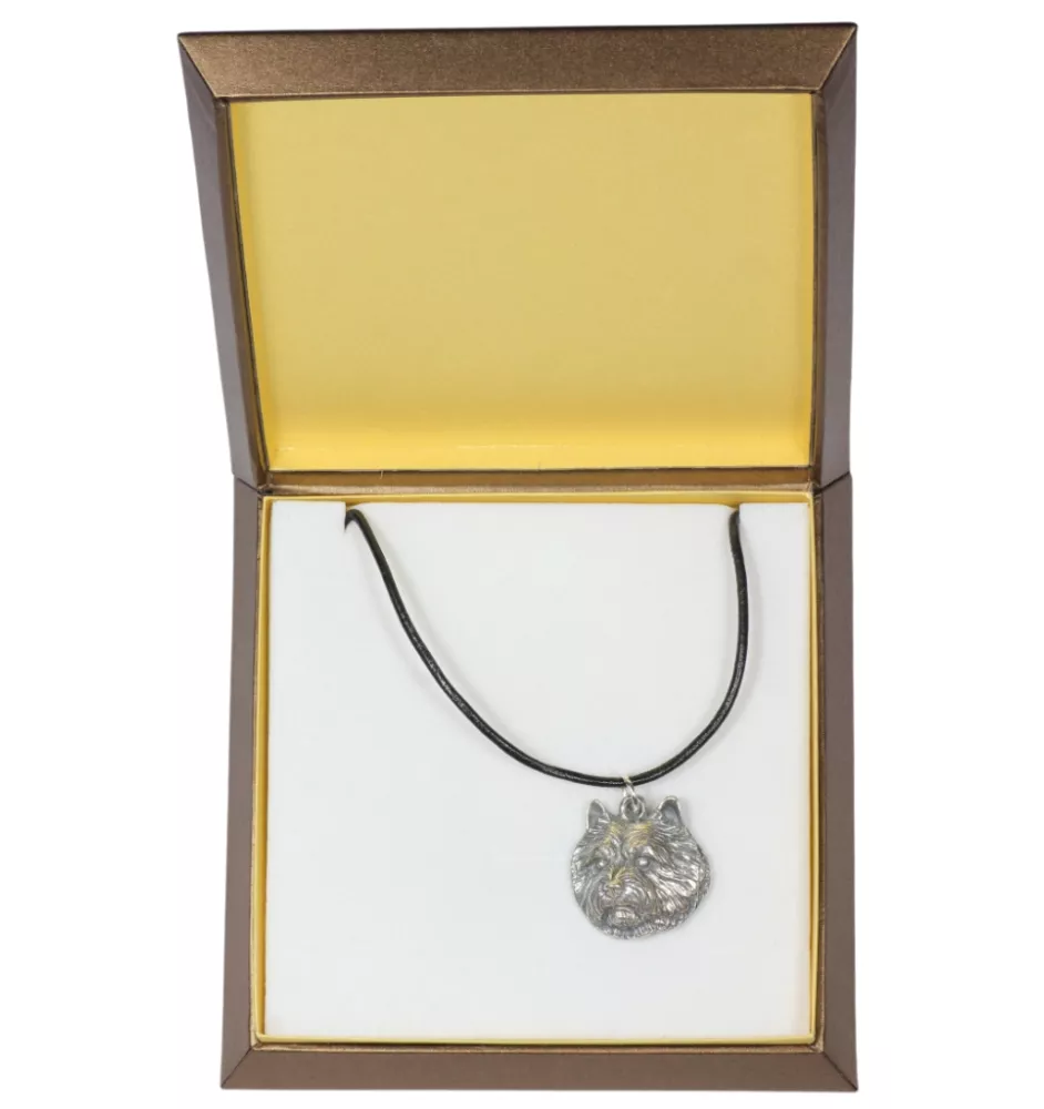 Norwich Terrier - Dog necklace in gift box, silver-plated locket for dog fan, striking pendant by Art-Dog brand