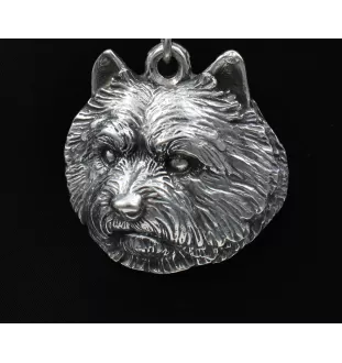 Norwich Terrier - Hundehalsband in Geschenkbox, versilbertes Medaillon für Hundefans, markanter Anhänger der Marke Art-Dog